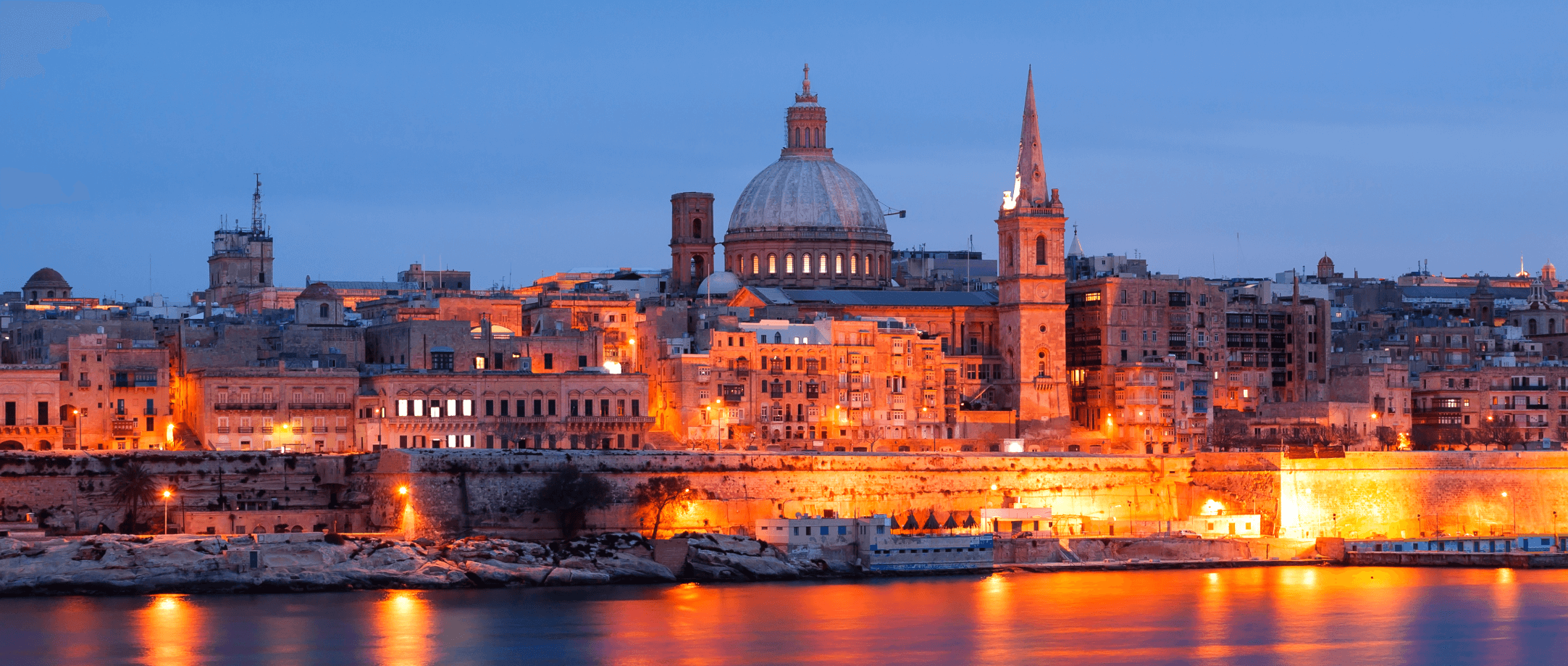 Valletta seafront skyline, as seen from Sliema, Malta
